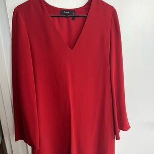 Theory Women's Red V-Neck Dress
